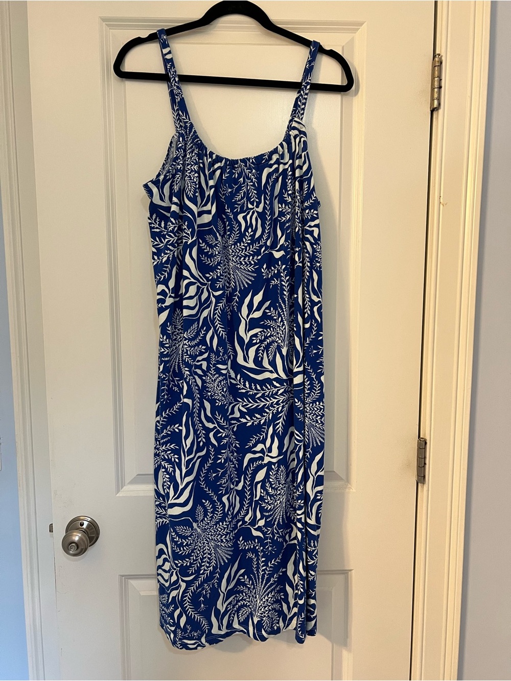 H&M Blue and White botanical midi Dress